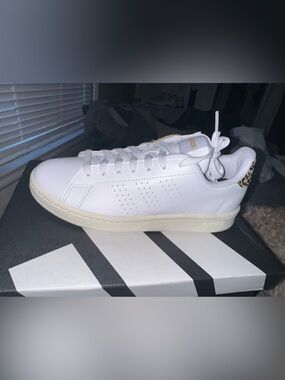 adidas White Advantage w/leopard print